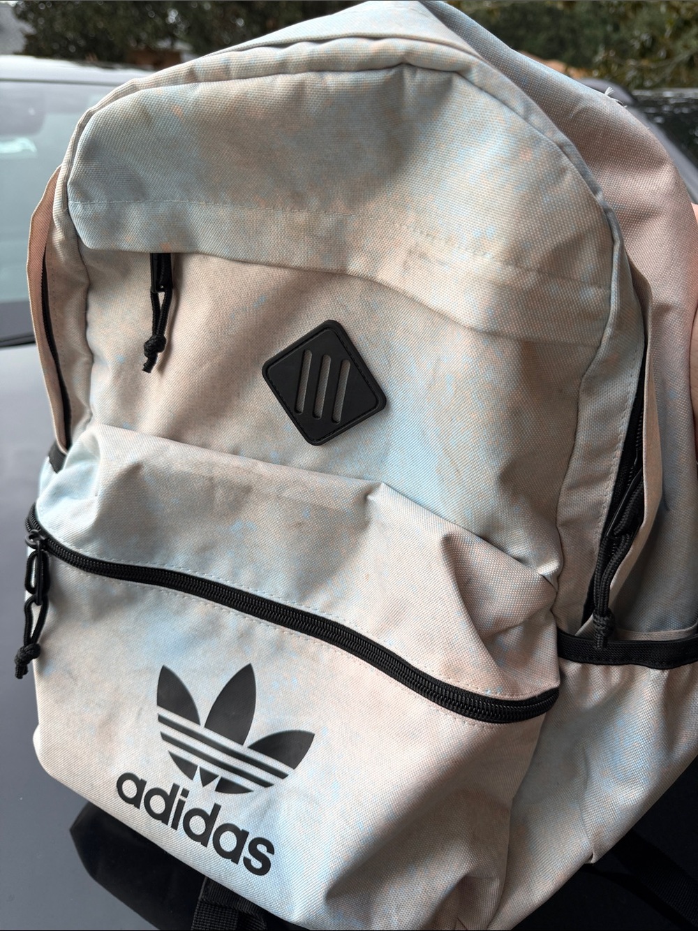 adidas Light Blue and Cream Canvas Backpack with Front Pocket